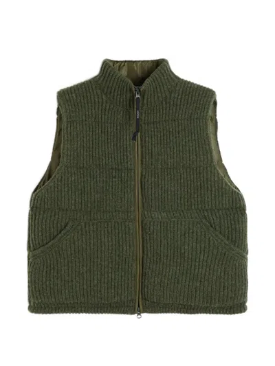 Aspesi Zip Knitted Gilet In Green