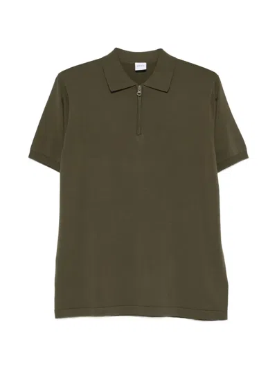 Aspesi Zip-neck Knit Polo Shirt In Green