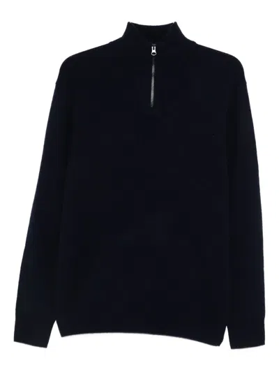 Aspesi Zip-neck Sweater In Blue