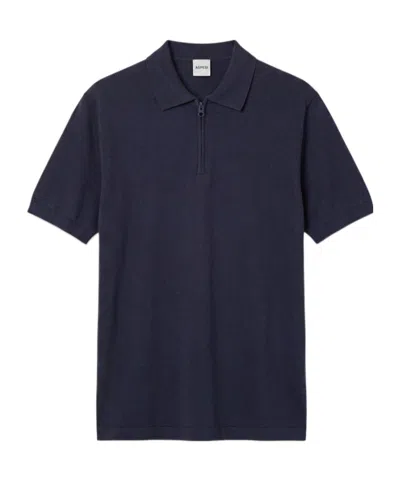 Aspesi Zipper Short-sleeved Polo Shirt In Blue