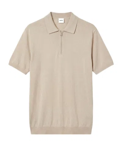 Aspesi Zipper Short-sleeved Polo Shirt In Brown