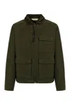 Aspesi Cotton Jacket With Zip And Corduroy Collar In Green