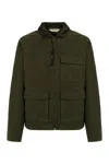 Aspesi Cotton Jacket With Zip And Corduroy Collar In Green