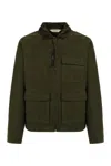 Aspesi Cotton Jacket With Zip And Corduroy Collar In Green