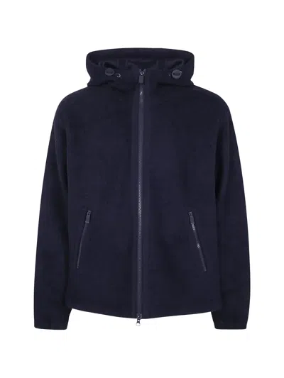 Aspesi Zip-up Hooded Hoodie In Blue