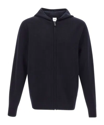 Aspesi Zip-up Hooded Sweater In Blue