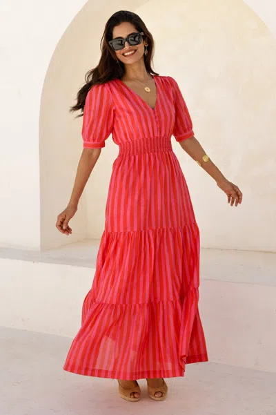 Aspiga Billie Short Sleeve Organic Cotton Dress (petite) | L/14 - (uk 14/us 10/eu 42) | Regular | In Red