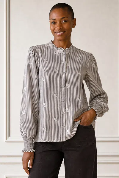 Aspiga Cosima Embroidered Blouse In Chocolate/white