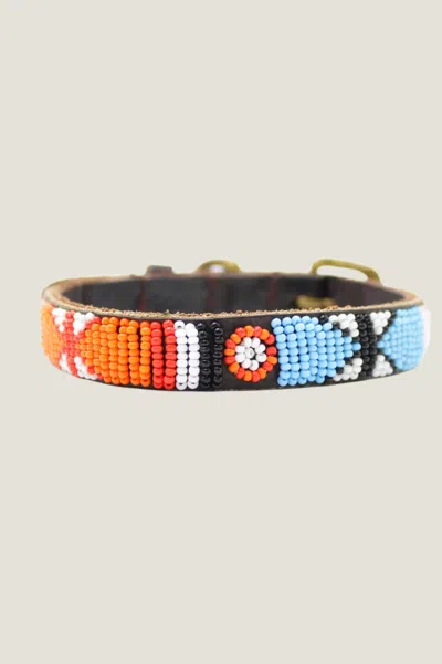 Aspiga Ethical Arrow And Disc Kenyan Beaded Dog Collar Thin | Multicoloured | M/12 - (uk 12/us 8/eu 40) In Orange