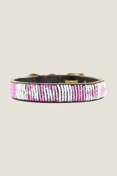 Aspiga Ethical Arrow Kenyan Beaded Dog Collar | Pink/white | L/14 - (uk 14/us 10/eu 42) In Orange