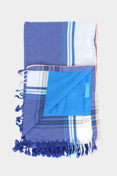 Aspiga Ethical  100% Cotton Handmade Kenyan Kikoy Towel In Blue