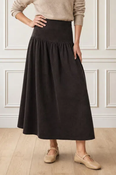 Aspiga , Ethical Dropped Waist Baby Cord Skirt, Chocolate, Autumn Style