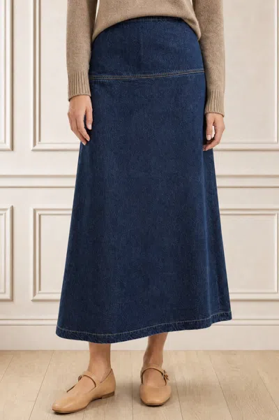 Aspiga , Ethical Ladies Dropped Waist Denim Skirt, Indigo, Autumn Style