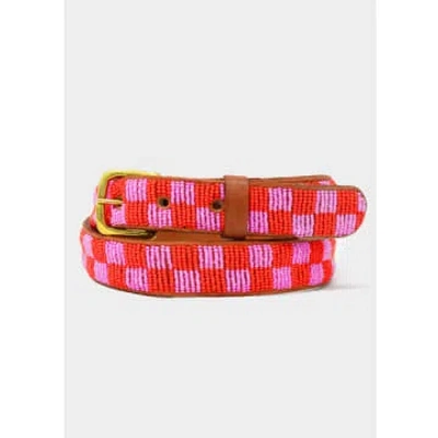 Aspiga Fully Beaded Squares Belt In Pink