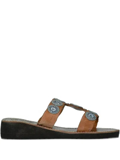 Aspiga Kira Beaded Flat Sandals In Brown