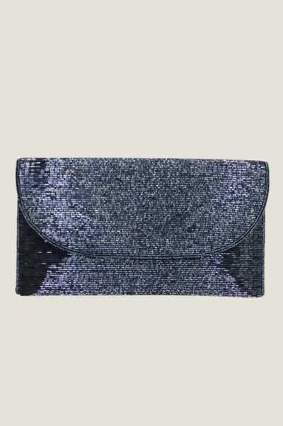 Aspiga Ladies Ethical Beaded Clutch Bag In Navy