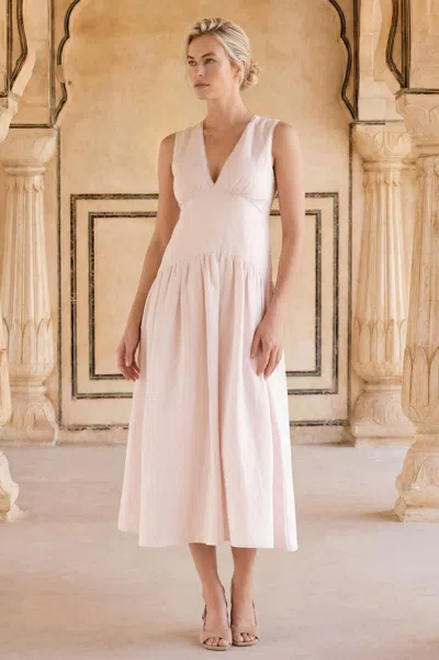 Aspiga Ladies Ethical Rhia Linen Blend Dress Summer Occasion Rose Water In Pink
