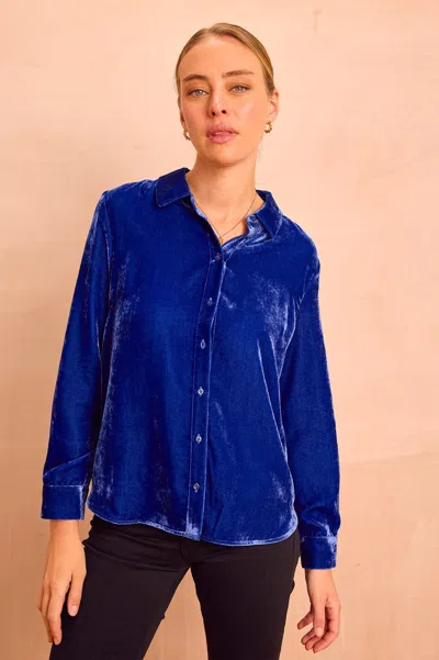 Aspiga Ladies Ethical Velvet Viscose Shirt Azure Blue | Xl/16 - (uk 16/us 12/eu 44)