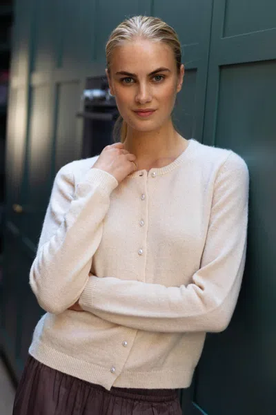 Aspiga , Ladies Sustainable Alpaca Blend Long Sleeve Cardigan In Cream In White