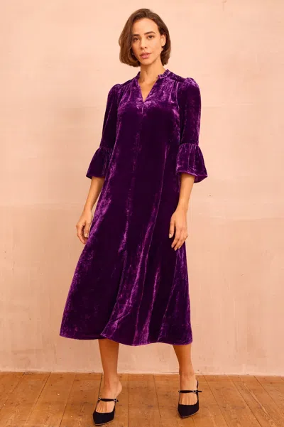 Aspiga Ladies Sustainable Astrid Velvet Dress Purple Winter Occasion Event | S/10 - (uk 10/us 6/eu 38) | Re