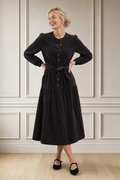 Aspiga Ladies Sustainable Baby Cord Midi Dress In Chocolate Day Dress