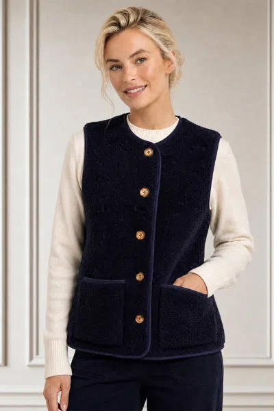 Aspiga Ladies Sustainable Borg Recycled Wool Blend Gilet Wool Navy Autumn Layers In Black