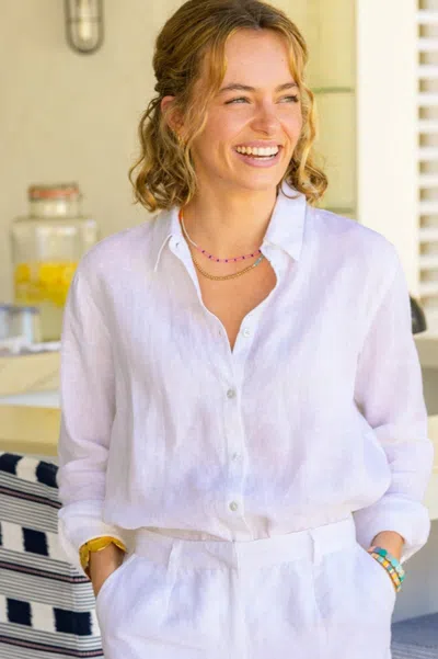 Aspiga Ladies Sustainable Collared Linen White Relaxed Fit Shirt Summer Beach Holiday | Xs - (uk 8/us 4/eu 