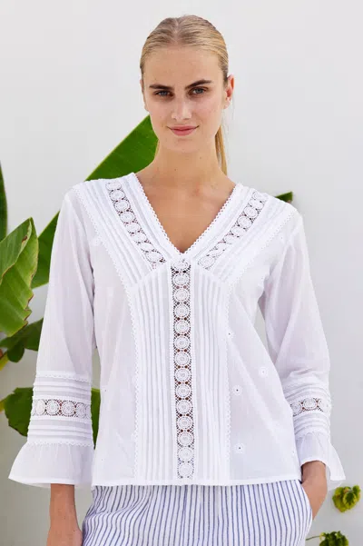 Aspiga Ladies Sustainable Cotton Valentina Shirt Blouse Embroidered Lace Shirt White | S/10 - (uk 10/us 6/e In Black