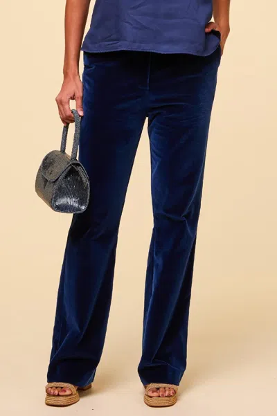 Aspiga Ladies Sustainable Cotton Velvet Boot Cut Trousers Midnight Blue In Multi