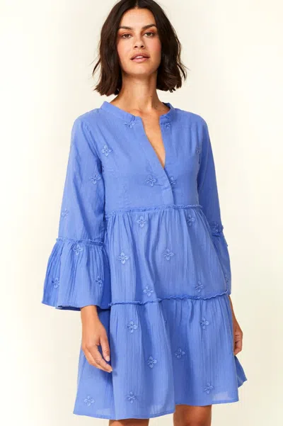 Aspiga Ladies Sustainable Cristina Embroidered Kaftan Marina Blue Organic Cotton