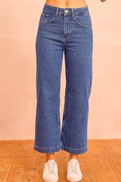 Aspiga Ladies Sustainable Denim Wide Leg Cropped Jeans Blue Denim Wash | L/14 - (uk 14/us 10/eu 42)