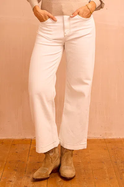 Aspiga Ladies Sustainable Denim Wide Leg Cropped Jeans Ecru Cream White | L/14 - (uk 14/us 10/eu 42) In Neutral