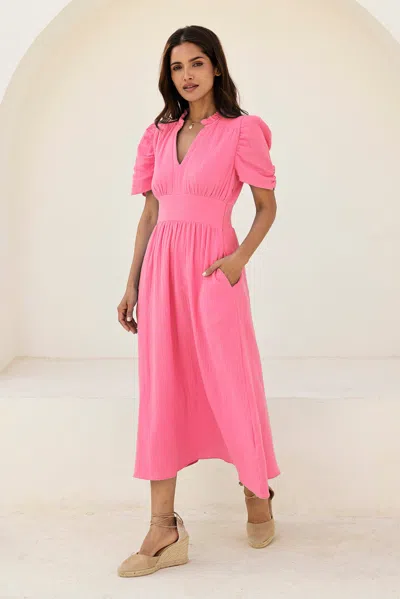 Aspiga Ladies Sustainable Esha Cheesecloth Organic Cotton Dress Pink | Xl/16 - (uk 16/us 12/eu 44) | Regula
