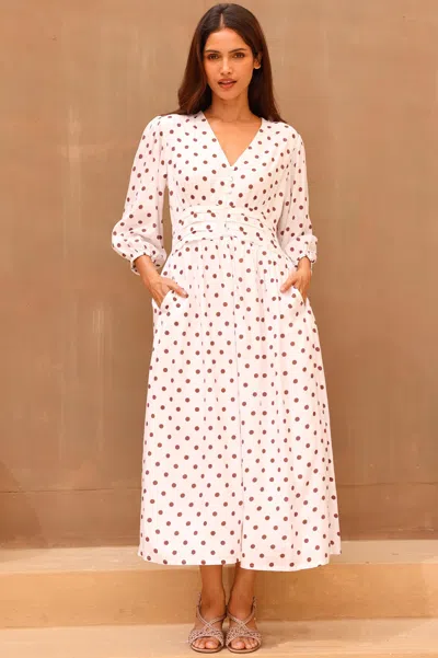 Aspiga Ladies Sustainable Jyoti Rayon Polka Dot Summer Wedding Guest Dress In Multi