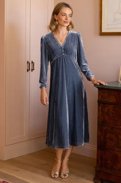 Aspiga Ladies Sustainable Kyrsty Velvet Dress In Grey/blue In Gray