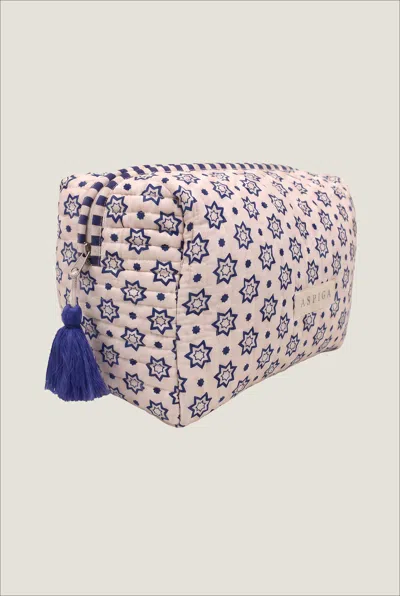 Aspiga Ladies Sustainable Large Wash Bag Star Print Blue White