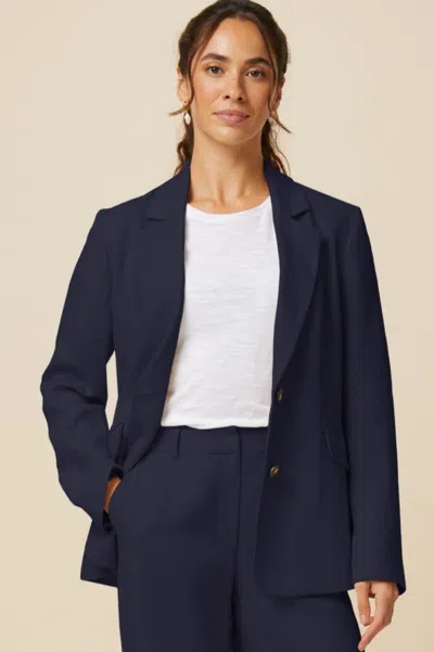 Aspiga Ladies Sustainable Linen Blazer Navy Co Ord | S/10 - (uk 10/us 6/eu 38) In Blue