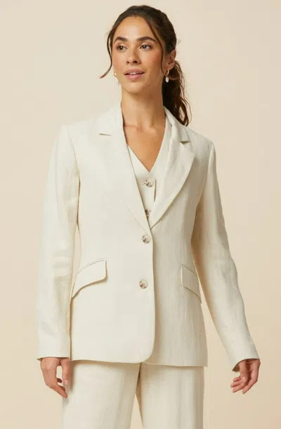 Aspiga Ladies Sustainable Linen Blend Blazer Cream Oatmeal Summer Wedding Guest Co Ord | M/12 - (uk 12/us 8 In Neutral