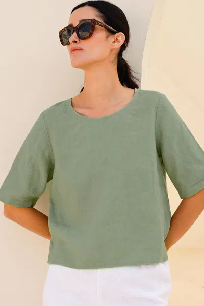 Aspiga Ladies Sustainable Linen Shell Top Light Khaki Summer Holiday | L/14 - (uk 14/us 10/eu 42) In Brown