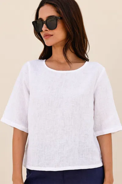 Aspiga Ladies Sustainable Linen Shell Top White Summer Holiday | Xl/16 - (uk 16/us 12/eu 44) In Nude