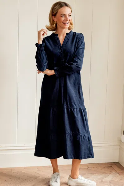 Aspiga Ladies Sustainable Liv Corduroy Organic Cotton Midi Dress Ink Blue | Xl/16 - (uk 16/us 12/eu 44) | R