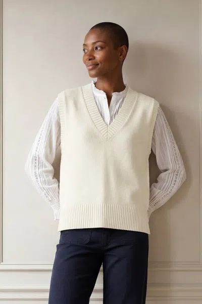 Aspiga Ladies Sustainable Merino Wool V Neck Tank Ivory