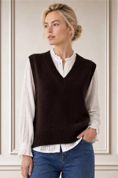 Aspiga Ladies Sustainable Merino Wool V Neck Tank Top Vest Chocolate