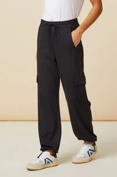 Aspiga Ladies Sustainable Remy Cuffed Drawstring Cargo Trousers Viscose Dark Navy | Xl/16 - (uk 16/us 12/eu In Black