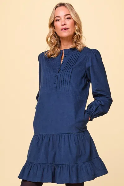 Aspiga Ladies Sustainable Stema Mini Corduroy Dress Navy Blue | Xl/16 - (uk 16/us 12/eu 44) | Regular Lengt