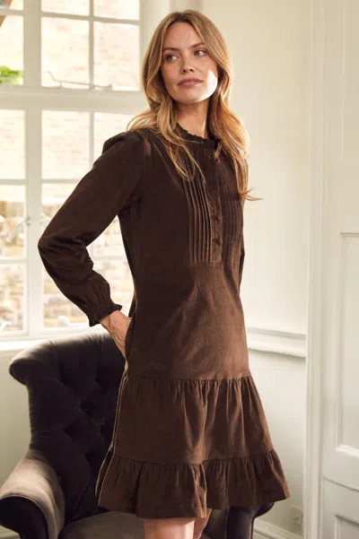 Aspiga Ladies Sustainable Stema Mini Cotton Corduroy Mini Dress Chocolate Brown | Xl/16 - (uk 16/us 12/eu 4