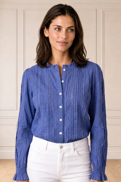 Aspiga Ladies Sustainable Vienna Long Sleeve Blouse Cream In Blue