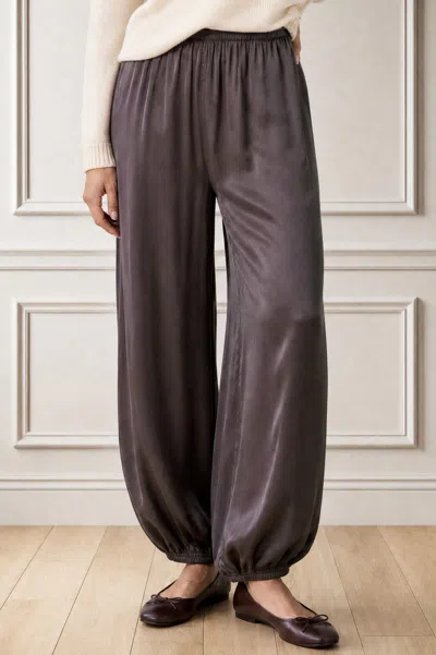 Aspiga Ladies Sustainable Viscose Satin Wide Balloon Trouser In Mink Trending Autumn In Multi