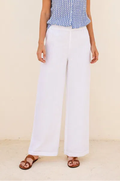 Aspiga Ladies Sustainable White Wide Leg Linen Trousers Summer Holiday