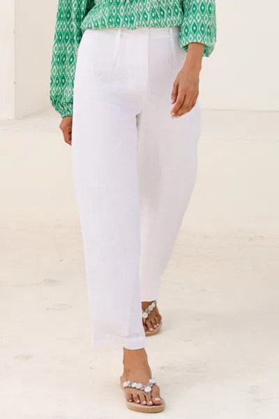 Aspiga Ladies Sustainable Wide Leg Linen Cropped Trousers White Summer Holiday | Xl/16 - (uk 16/us 12/eu 44